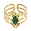 Ion Plating(IP) 304 Stainless Steel Synthetic Malachite Cuff Rings G-Z056-03G-01-2