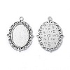Tibetan Style Antique Silver Alloy Flat Oval Pendant Cabochon Settings LS-TIBEP-M022-20AS-2