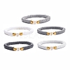 5Pcs 5 Color Handmade Polymer Clay Heishi Surfer Stretch Bracelets Set BJEW-JB07751-1