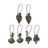 3 Pairs 3 Style Heart & Shell & Coconut Tree Alloy Dangle Earrings Set EJEW-G330-01R-1