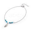 Synthetic Turquoise Charms Anklets AJEW-AN00234-2