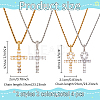 ANATTASOUL 4Pcs 4 Style 304 Stainless Steel with Cubic Zirconia Cross Pendant Necklaces Set with Brass Chains NJEW-AN0001-81-2