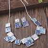 Square Zinc Alloy Enamel Pendant Necklaces & Stud Dangle Earrings Sets FS-WG2E030-08-1