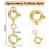 GOMAKERER 6Pcs 3 Colors 925 Sterling Silver Spring Ring Clasps STER-GO0001-15-2