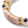 8Pcs 8 Color Acrylic Curved Tube & Plastic Evil Eye Beaded Stretch Bracelets Set BJEW-JB08963-6