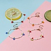 4Pcs 4 Style Glass Seed Braided Strawberry & Grape & Orange & Strawberry Charms Bracelet for Women BJEW-TA00140-2