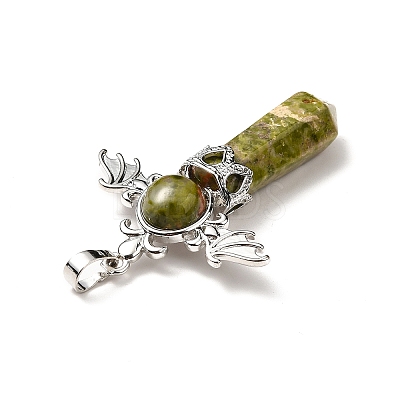 Natural Unakite Pendants G-B033-01P-16-1