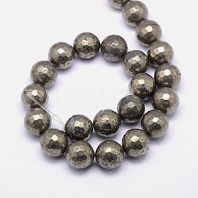 Natural Pyrite Beads Strands G-L031-14mm-03-1