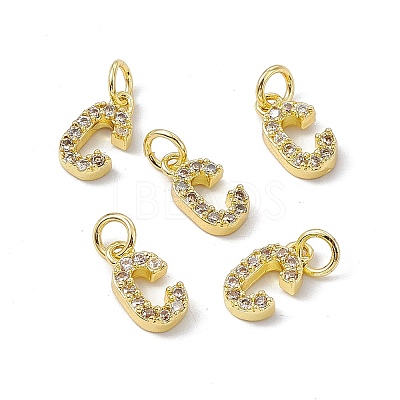 Real 18K Gold Plated Brass Micro Pave Clear Cubic Zirconia Charms KK-E068-VB452-C-1