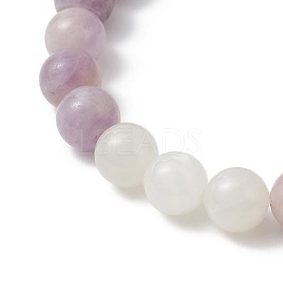 8.5MM Round Natural Amethyst & White Moonstone & Lavender Amethyst Stretch Beaded Bracelets BJEW-JB12986-01-1