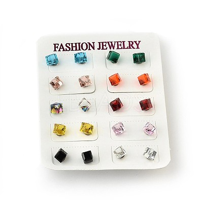 Shiny Glass Rhinestone Stud Earrings EJEW-F0039-M-1