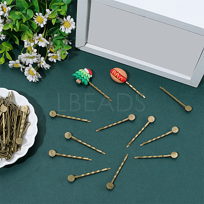 80Pcs Alloy Hair Bobby Pin Cabochon Settings FIND-SC0021-62-1