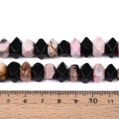 Natural Obsidian & Rhodonite Beads Strands G-N358-01A-04-1