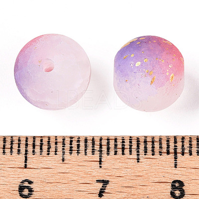 Frosted Baking Paint Crackle Glass Beads with Glitter Powder X1-DGLA-T004-01D-1