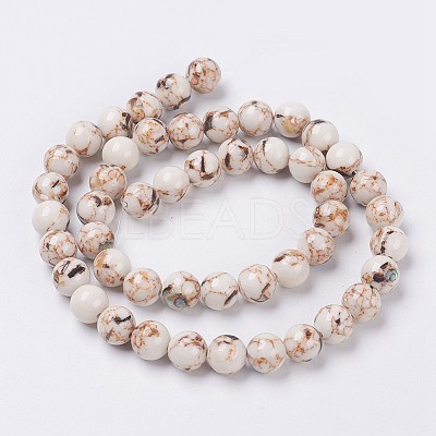 Sea Shell and Synthetic Turquoise Assembled Beads Strands X-G-G758-08-8mm-1
