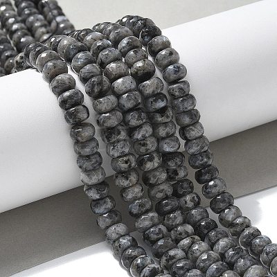 Faceted Natural Labradorite Rondelle Beads Strands G-K090-02-1