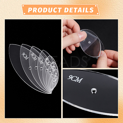 8Pcs 8 Sizes Transparent Acrylic Reusable Drawing Template for DIY Scrapbooking DIY-UN0006-32A-1