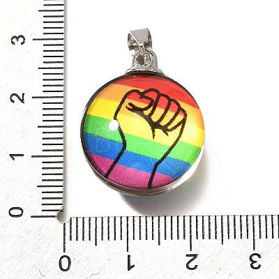 Flat Round 201 Stainless Steel Acrylic Pendants STAS-U036-01P-06-1