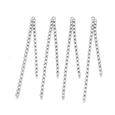 Brass Rhinestone Cup Chains Tassel Big Pendants KK-R129-08P-1