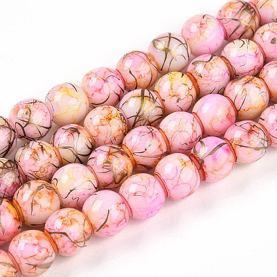Baking Paint Glass Beads Strands LS-DGLA-N003-8mm-B02-1