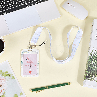 Plastic ID Card Sleeve with Polyester Lanyard Strap AJEW-WH20017-33G-1