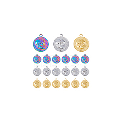 18Pcs 3 Colors 201 Stainless Steel Pendants STAS-DC0013-72-1