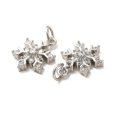 Rack Plating Brass Micro Pave Cubic Zirconia Charms KK-E081-15P-1