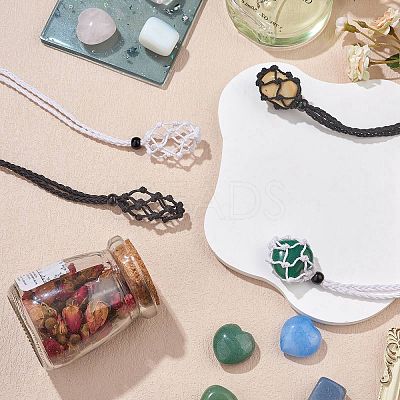 Braided Waxed Cotton Thread Cords Macrame Pouch Necklace Making AJEW-SW00019-1