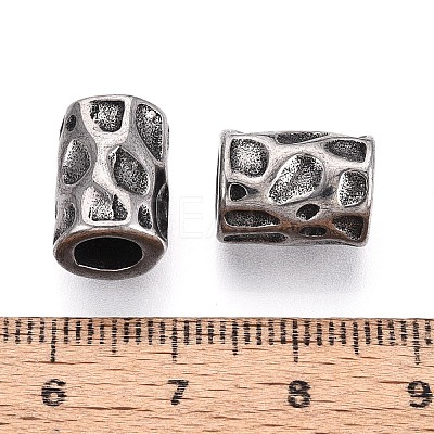 304 Stainless Steel Textured European Style Large Hole Beads STAS-T072-102AS-1