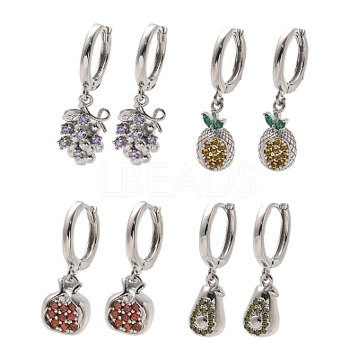 Brass Cubic Zirconia Hoop Earrings EJEW-Q015-02P-1