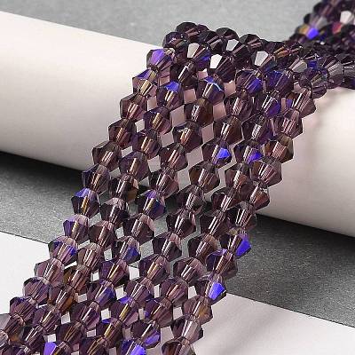Transparent Electroplate Glass Beads Strands EGLA-A039-T4mm-L04-1