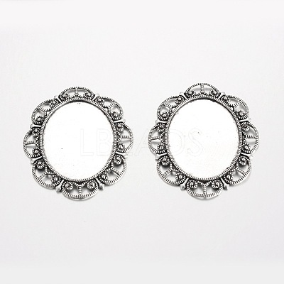 Oval Tibetan Style Alloy Cabochon Settings PALLOY-K109-78AS-RS-1