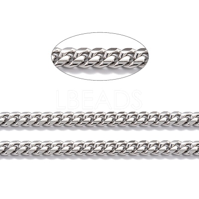Tarnish Resistant 304 Stainless Steel Cuban Link Chain STAS-B019-02C-P-1