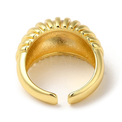 Rack Plating Brass Open Cuff Rings Ribbed Finger Ring RJEW-M162-23G-1