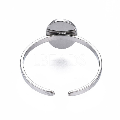 Non-Tarnish 304 Stainless Steel Open Cuff Finger Ring Cabochon Settings LS-STAS-T060-11P-1