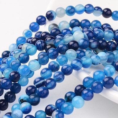 Natural Striped Agate/Banded Agate Beads AGAT-6D-6-1