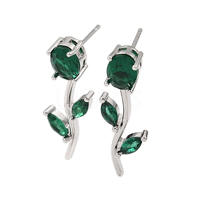Brass Micro Pave Cubic Zirconia Stud Earrings KK-CBA8324-20P-02-1