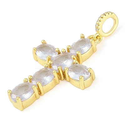 Rack Plating Brass Cubic Zirconia European Dangle Charms KK-P287-47G-03-1