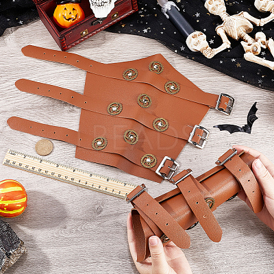 Adjustable PU Leather Cuff Wristband for Bikers AJEW-WH0415-25A-1