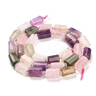 Natural Rose Quartz & Amethyst & Prehnite & Yellow Quartz Beads Strands G-G068-A22-01-1