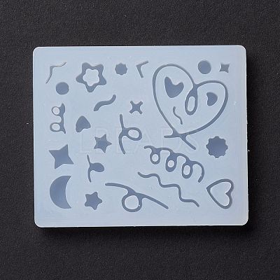 Line & Flat Round & Heart & Star & Flower & Moon Filling Silicone Molds X-DIY-M029-08-1