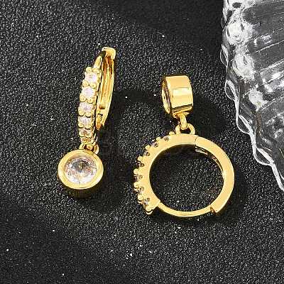 Brass Micro Pave Cubic Zirconia Hoop Dangle Earrings KK-Z166-15G-02-1