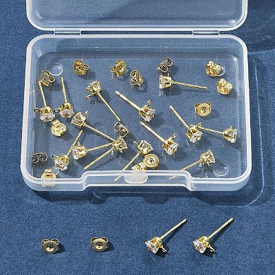 16Pcs Brass Stud Earring Findings KK-FS0001-56G-1