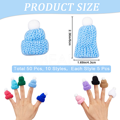 50Pcs 10 Colors Polyester Doll Woolen Hat DOLL-CP0001-01-1