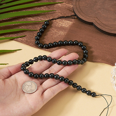 1 Strand Natural Shungite Beads Strands G-TA0003-34C-1