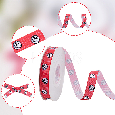 25 Yards Sport Ball Theme Printed Polyester Grosgrain Ribbon OCOR-WH20002-03B-01-1