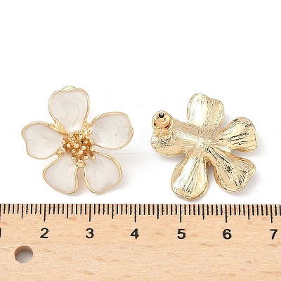 Flower Alloy Enamel Stud Earrings EJEW-P310-01G-01-1