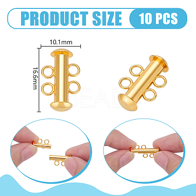 10Pcs Tube Brass Slide Lock Clasps KK-PH0014-45G-1