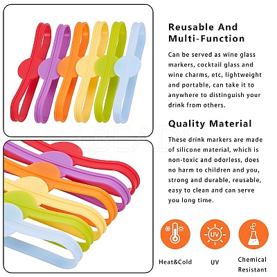 Long Silicone Wine Glass Label AJEW-PH0016-64-1