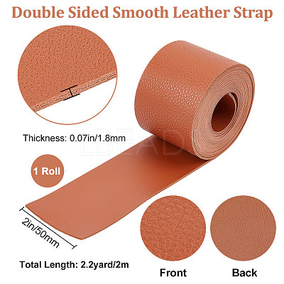 2M Flat Single Face Lychee Pattern Imitation Leather Band LC-WH0010-02C-04-1